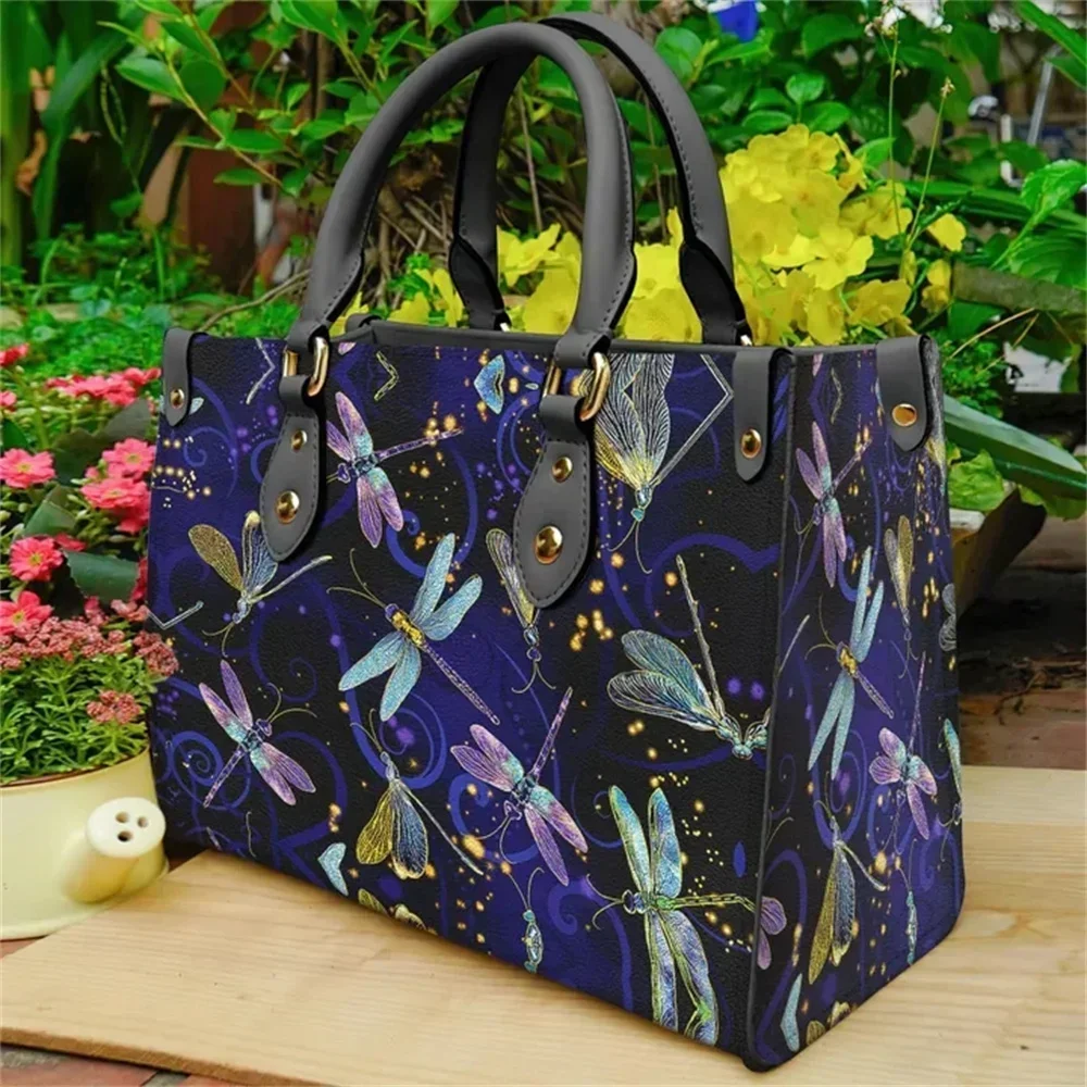 

Designer Bags Luxury Dream Dragonfly Printing Womens Shoulder Bags 2021 New Arrival Ladies Pu Leather Top-handle Tote for Party