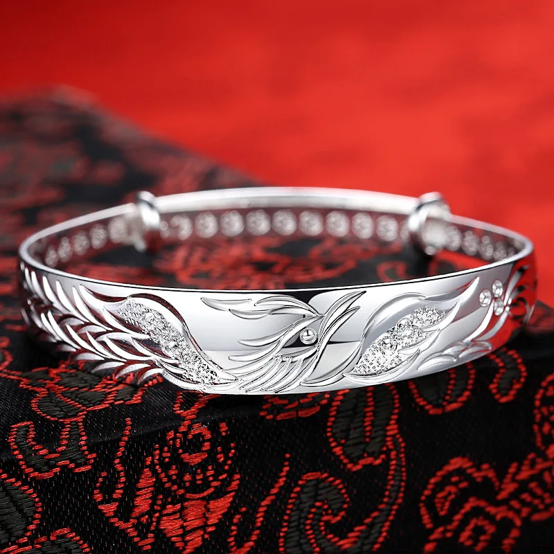 

Luxury 925 Silver Noble Phoenix Bracelets Bangles for Women Fashion Party Wedding Jewelry Holiday Gifts Adjustable