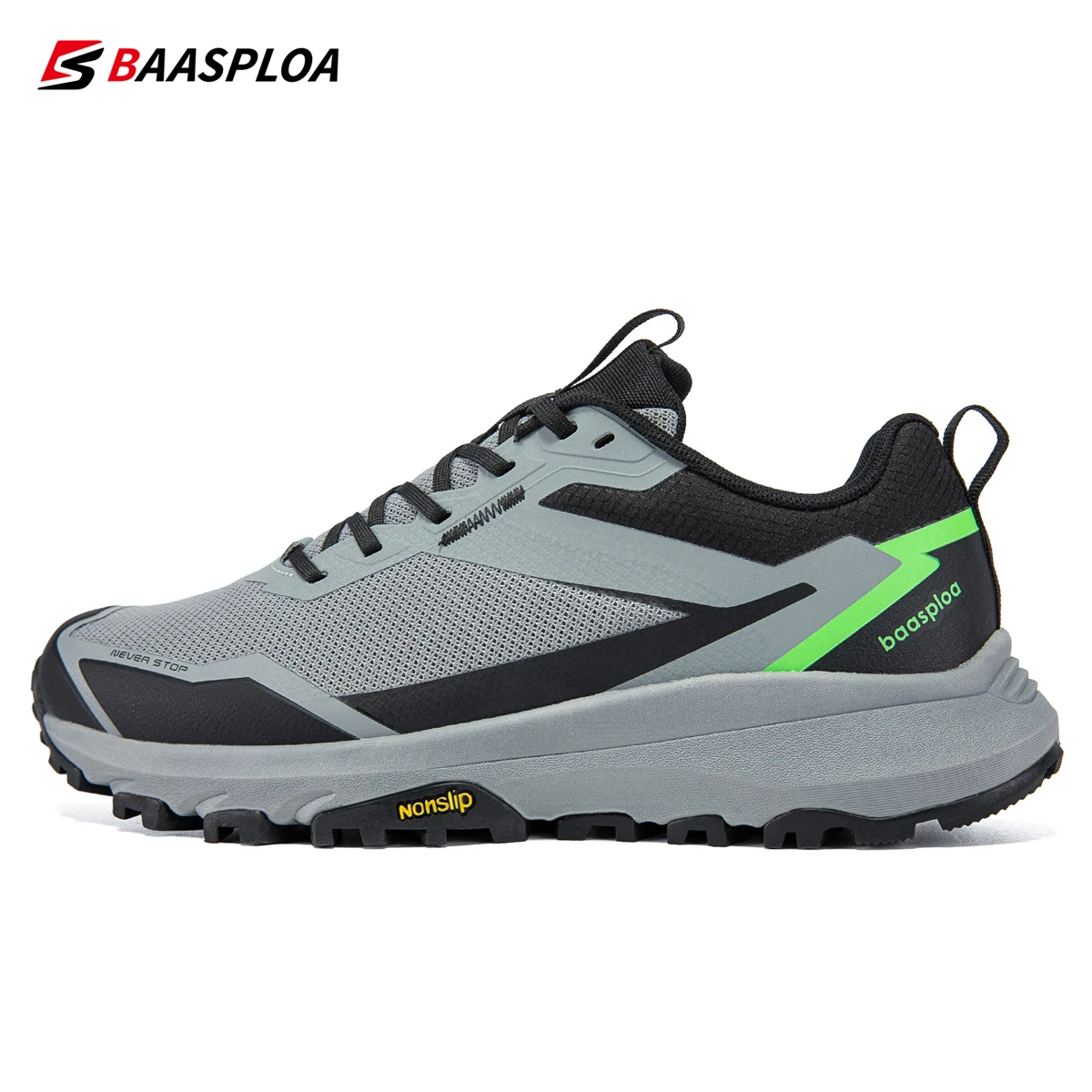 Baasploa New Men\'s Shoes Outdoor Hiking Breathable Lightweight Non-Slip Brand Sports Shoes Casual Men Walking Shoes