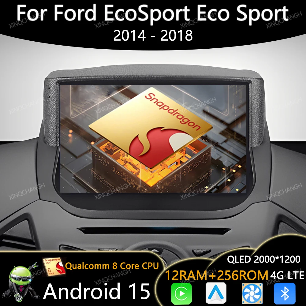 Rádio do carro de android 15 para ford ecosport eco sport 2014 2015 2016 2017 2018 carplay auto qled multimídia estéreo player vídeo 2din