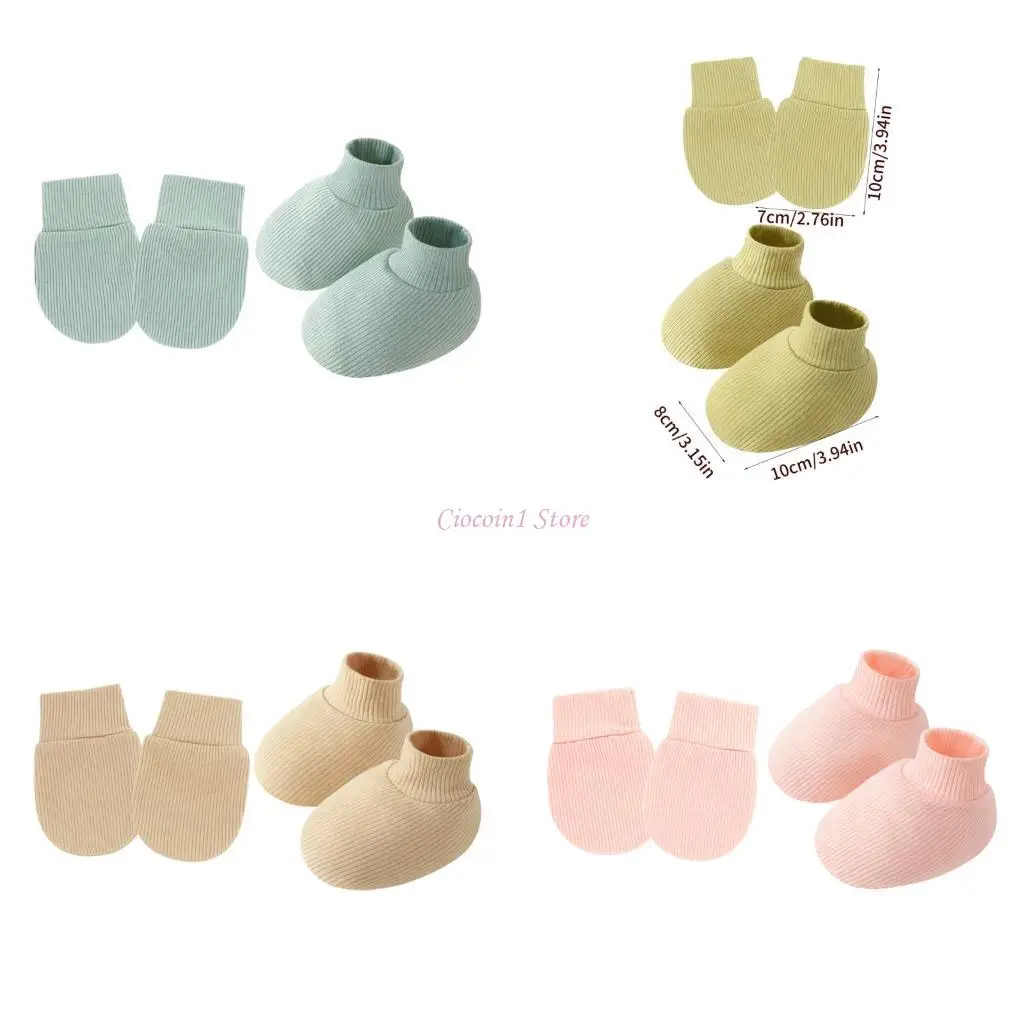 

Y1UB мягкий хлопковой унисекс младенец перчатки с носками сгущенным кончиком 0-6 месяцев