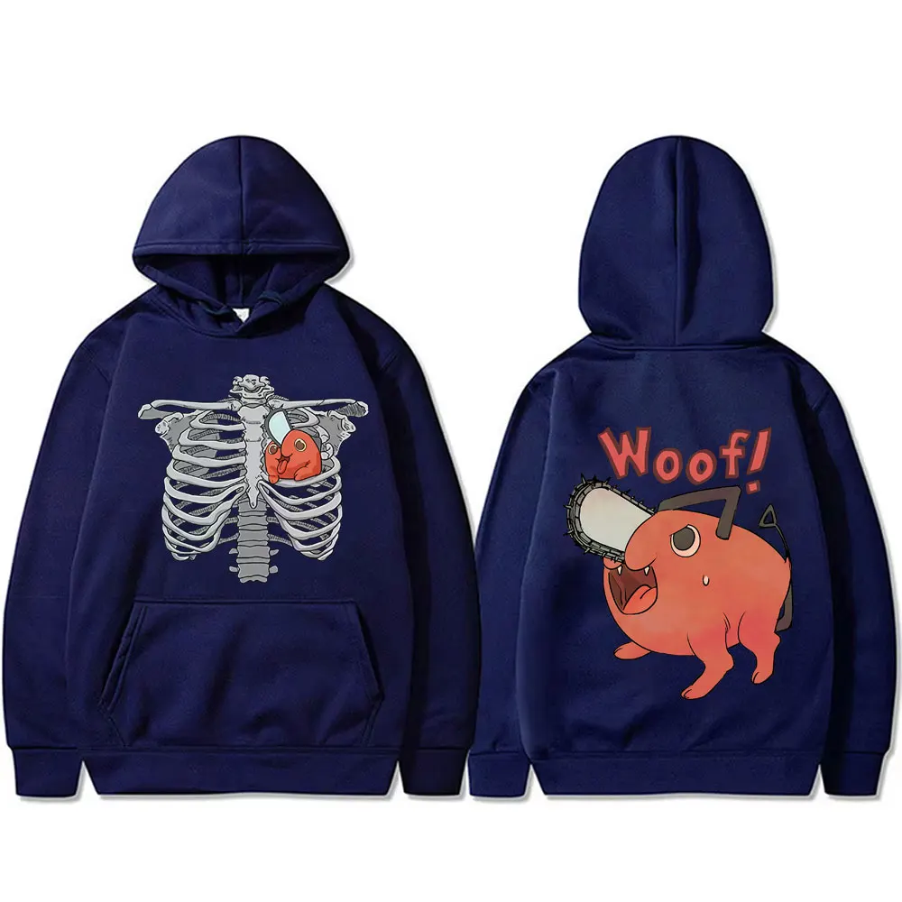 Customization Japanese Anime Chainsaw Man Denji Pochita Skeleton Funny Graphic Hoodie Men Women Clothing Cartoon Casual Oversize