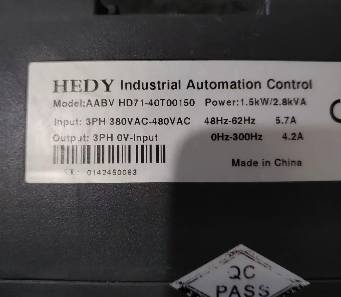 Used inverter, HD71-40T00150,1.5 kw, function package