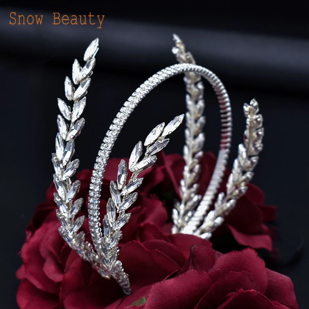 DZ030 Bridal Headband Trendy Golden Party Headdress Crystal Wedding Head Hoop Handmade Bride Headwear Women Hair Accessories