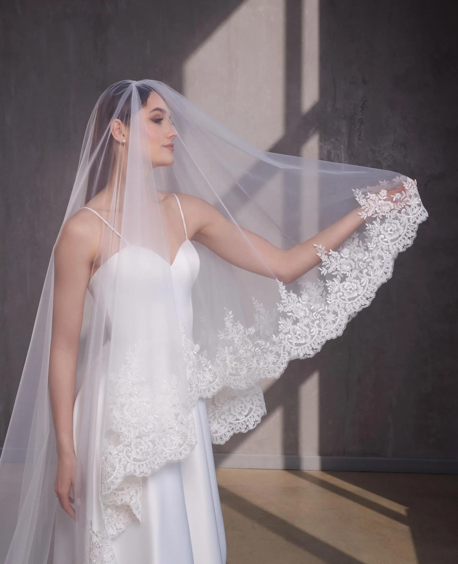 

Wedding Accessories Occupation Cathedrals Wedding Veil Double Row Mantila Eyelash Lace Bridal Veil