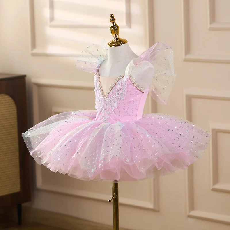 

Kids Ballet Tutu Dress Girls Swan Performance Outfit Soft Tulle Puffy Princess Dance Costume