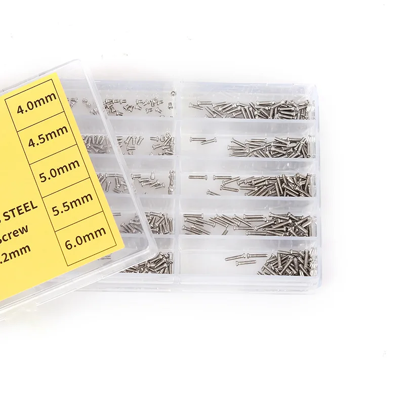 مجموعة متنوعة من البراغي الخلفية لعلبة الساعة - أدوات وإكسسوارات إصلاح ساعة متقاطعة/رأس فيليبس من الفولاذ المقاوم للصدأ - متعددة المقاسات لـ Wa