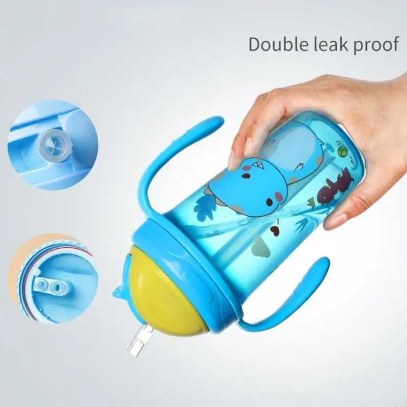 Cartoon Baby Learn to Drinking Cup Anti Choking Water Bottle Safe and Portable Leak-proof Infant Water Cup Gift A2UB
