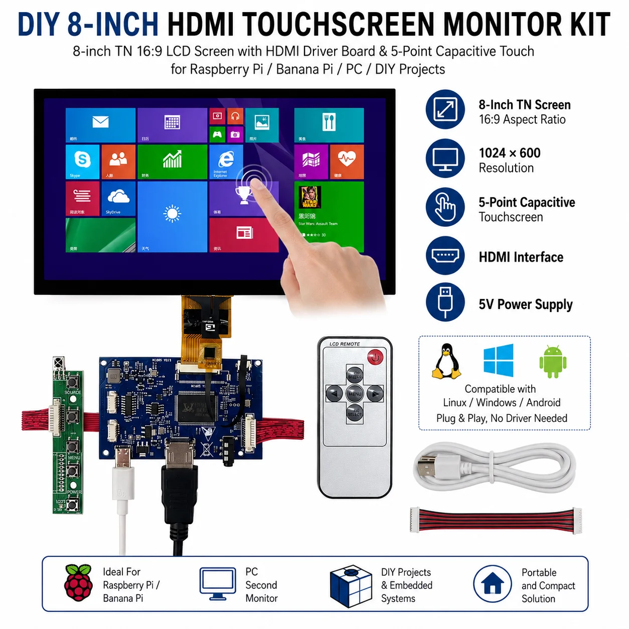 8-inch-lcd-display-screen-audio-driver-control-board-digitizer-touchscreen-monitor-for-raspberry-pi-pc-computer-assisted-screen