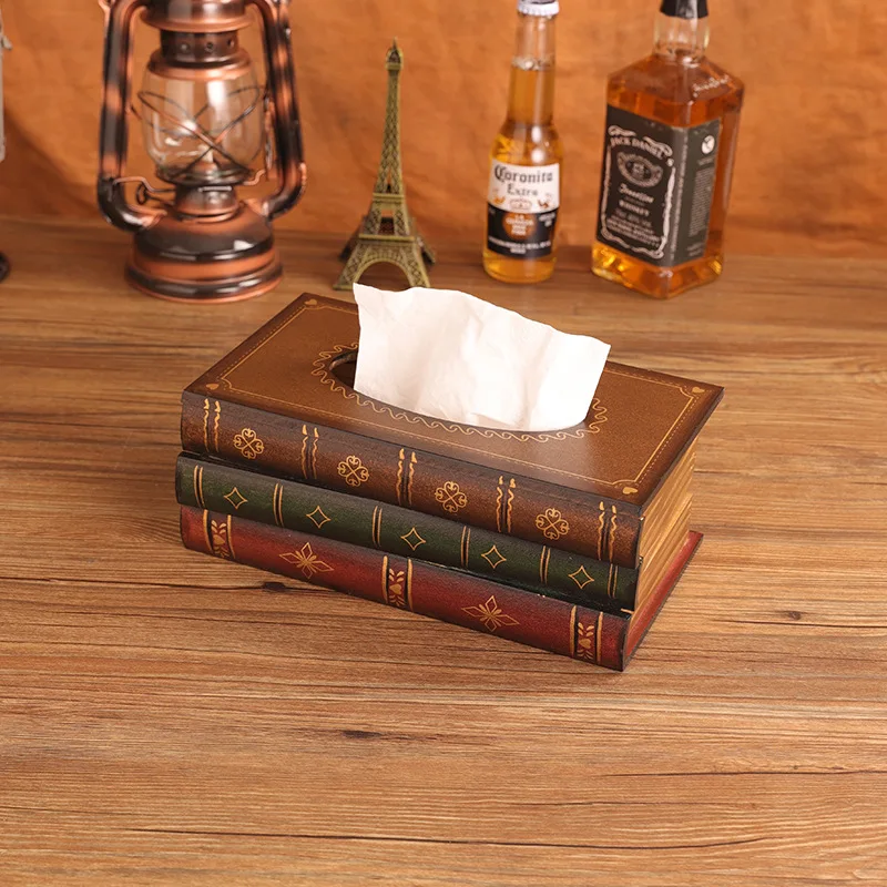 Retro Imitation Book Tissue Box Home Living Room Bedroom Coffee Table Dining Room Pumping Carton Decoration Fake Book Tissue Box