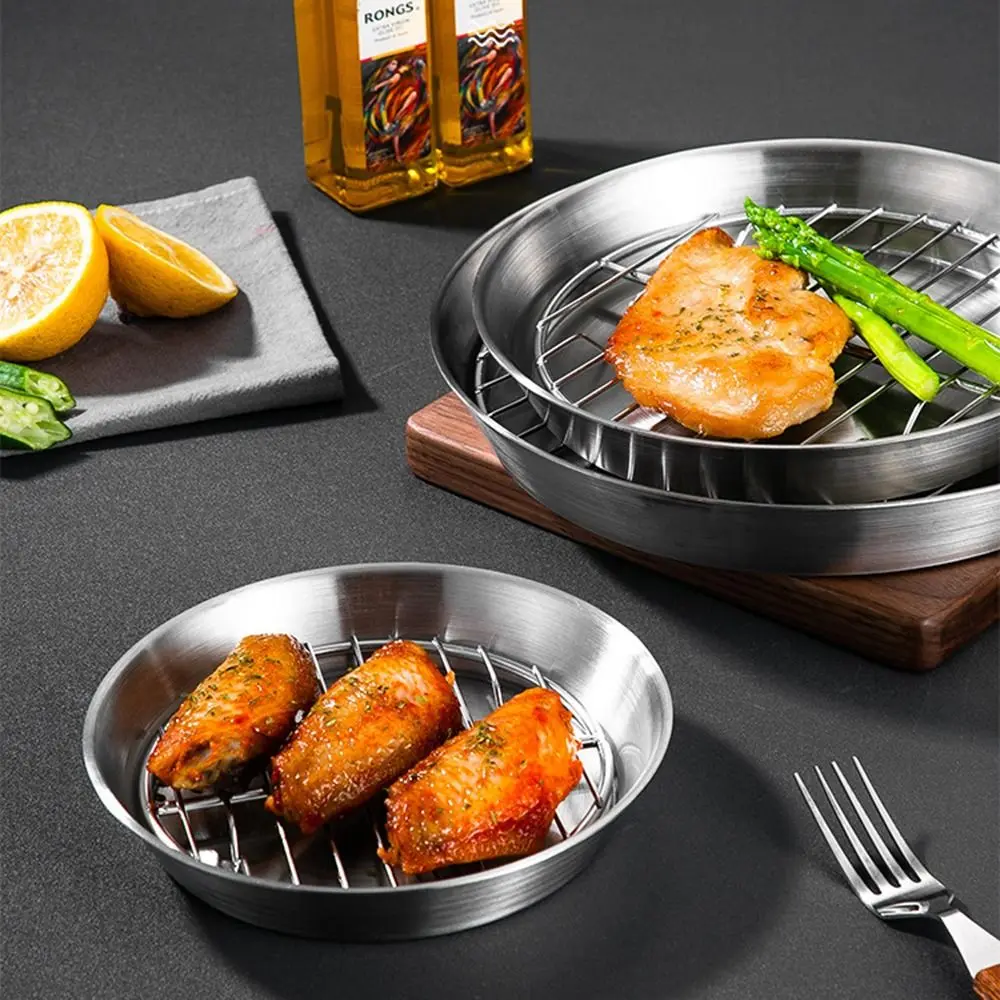 304 Stainless Steel Air Fryer Baking Tray Elevated Mesh Food-Grade Air Fry Basket 2-Piece Set Non-stick Steaming Cooling Racks