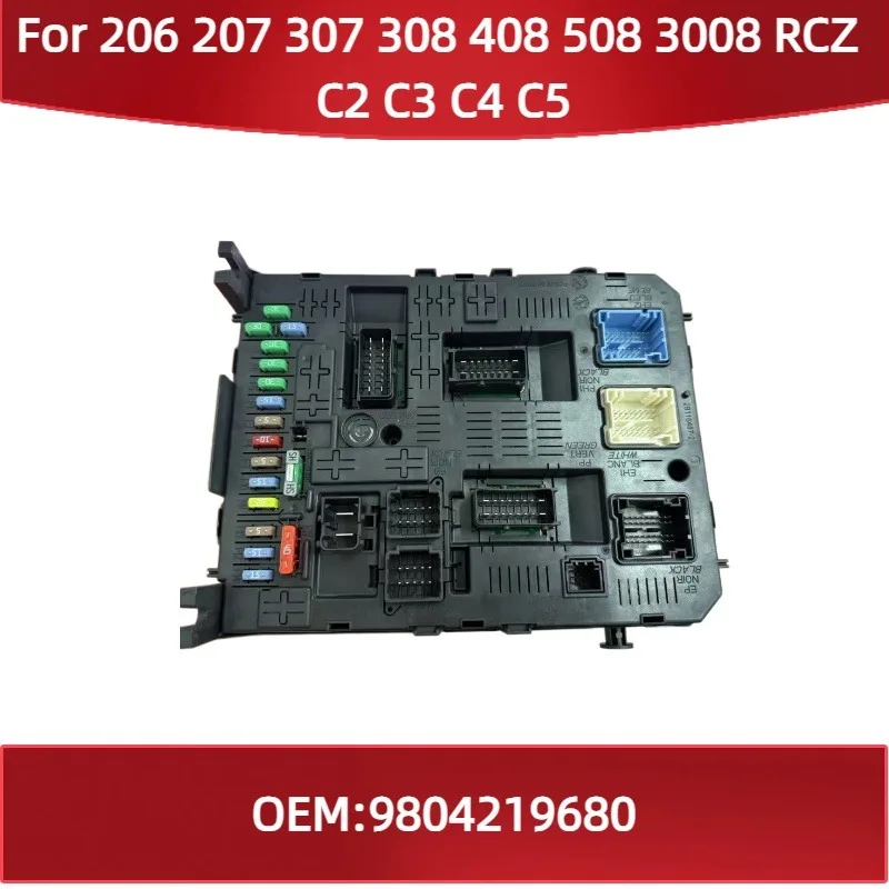 Módulo de controle BSI 9804219680, caixa de fusíveis para Peugeot 206 207 307 308 408 508 3008 RCZ e Citroen C2 C3 C4 C5