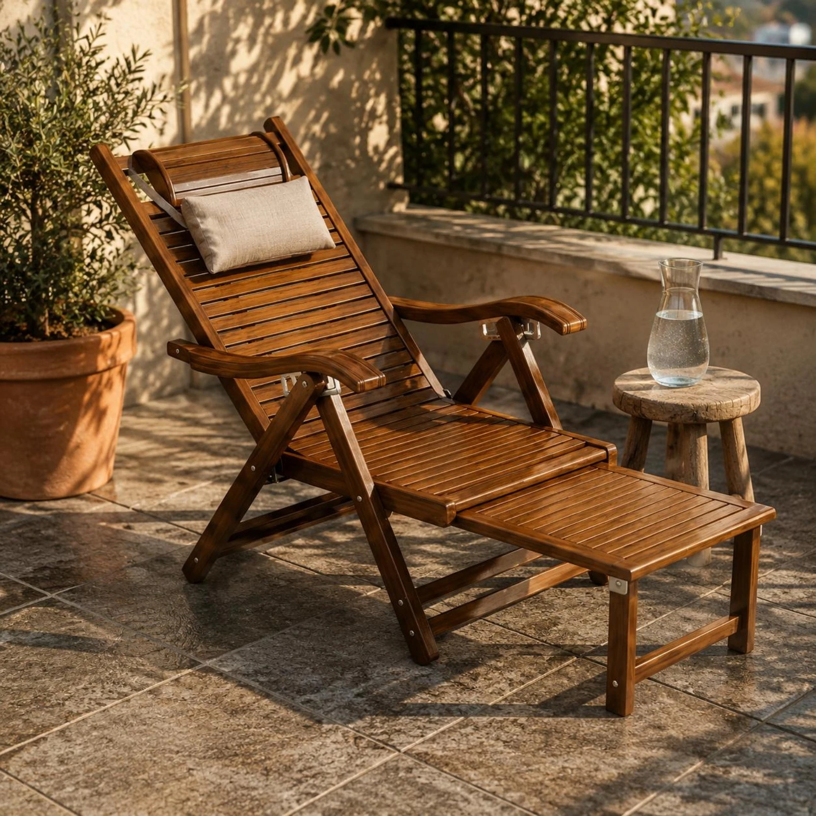 Folding Recliner Flat Reclining Foldable Lounge Chair Folding Lounge Chair Long-Lasting Sun Lounger Adjustable Backrest