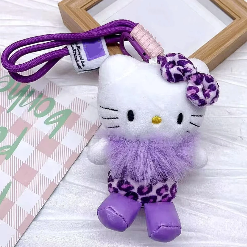 Novo gatinho bonito chaveiro de pelúcia dos desenhos animados leopardo padrão gatinho animal brinquedo de pelúcia mochila pingente carteira pingente presente decorativo