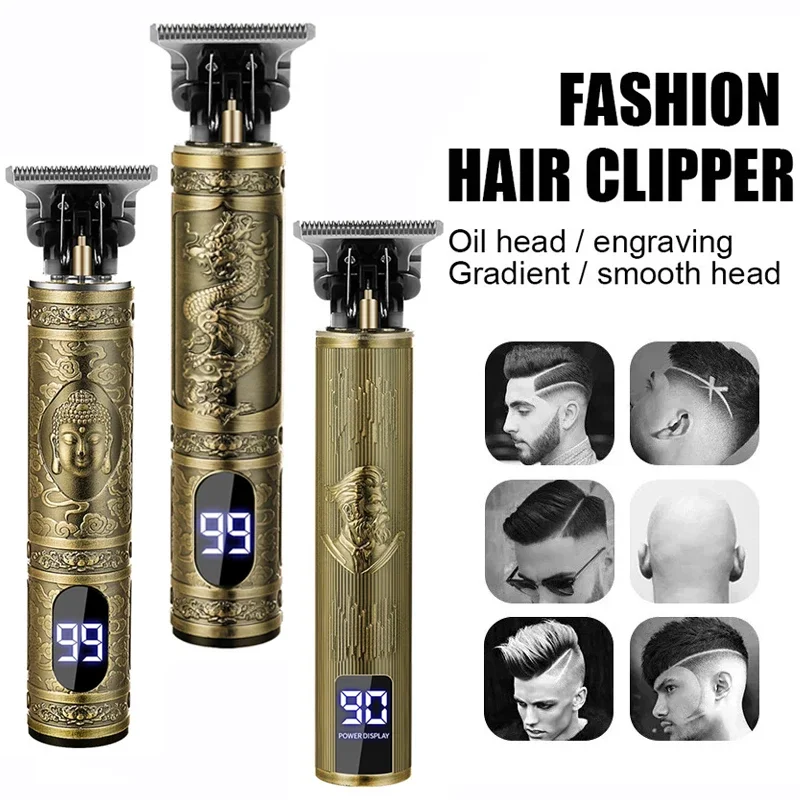 T9 Men Grooming Kit Cordless Hair Clipper Electric Shaver USB Fast Charging Vintage Barber Trimmer Beard Hair Cutting Machine