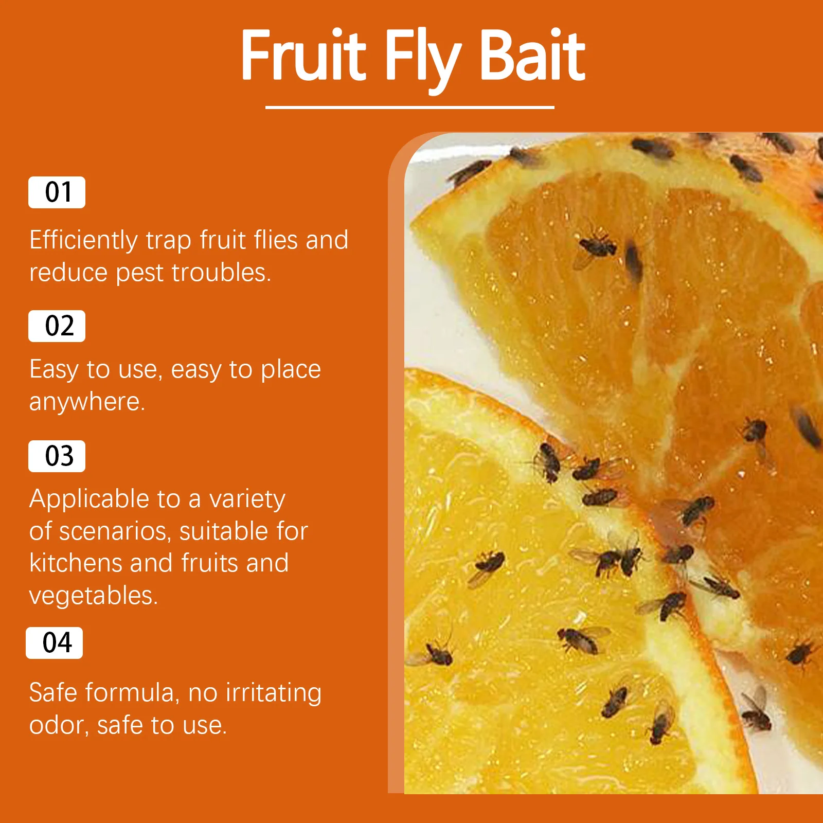 MOONSPRY Cebo para moscas de frutas, trampa para el control de plagas de cocina, atrayente eficaz para moscas de frutas |   Fórmula segura no tóxica |   3 semanas de larga duración