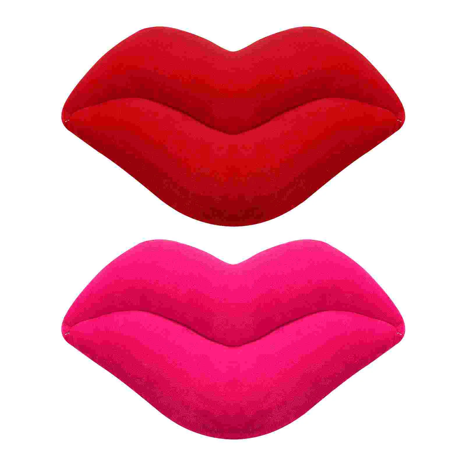 

2 Pcs Lips Throw Pillows Sofa Cushion Red for Couches and Sofas Household Sequin Plush