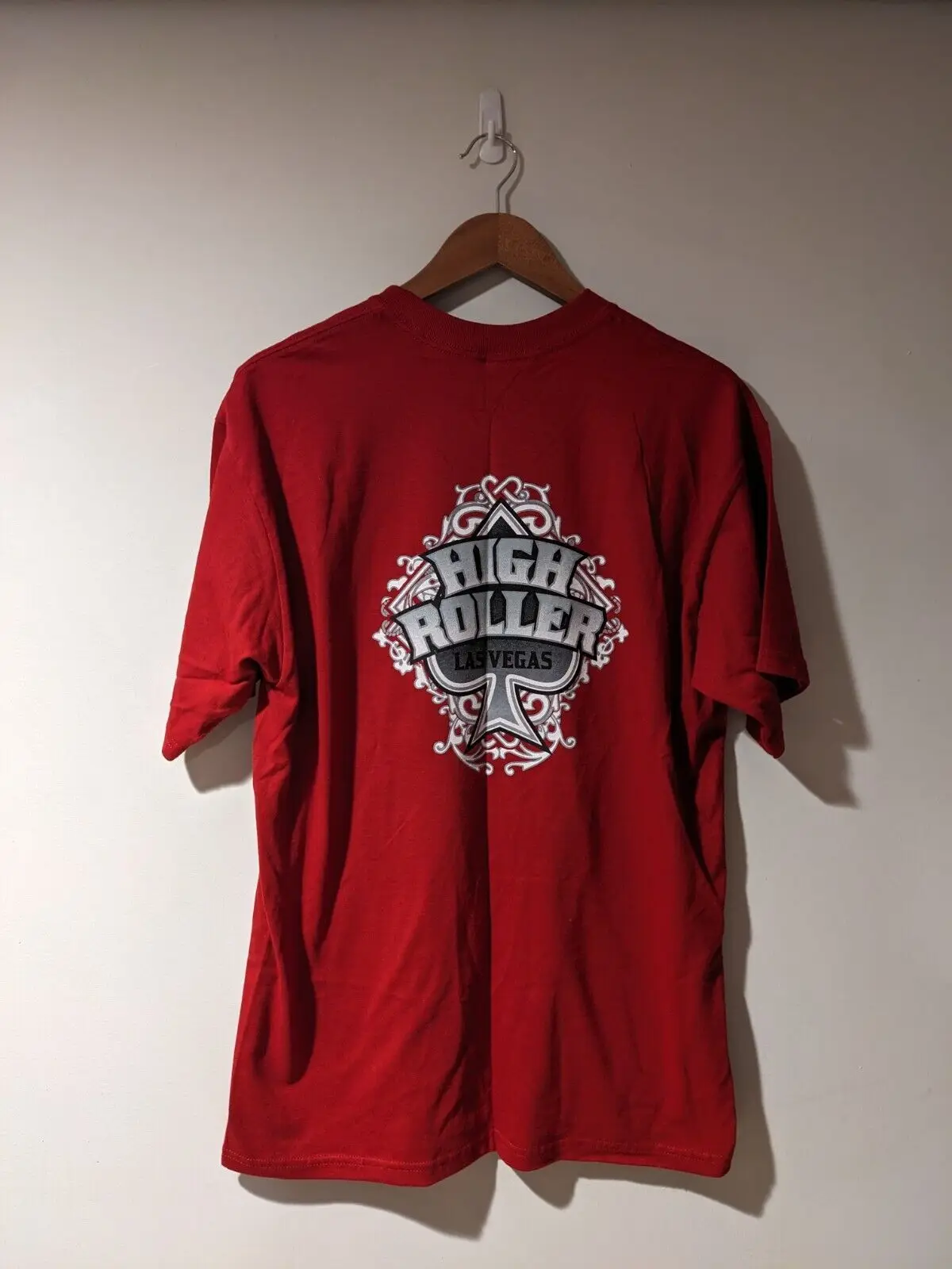 Vintage Y2K Las Vegas High Roller Casino Gambling Red Large T-Shirt