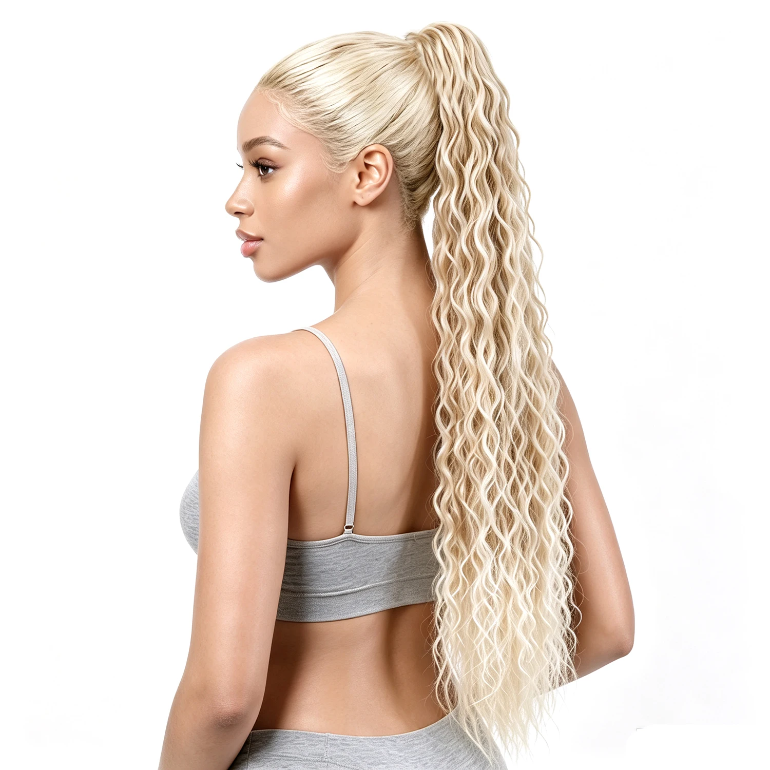 Claw Clip Deep Wave Ponytail Hair Extension Synthetic 30 Inch Ultra Long Curly Fluffy Kinky Curly Ponytails For Women