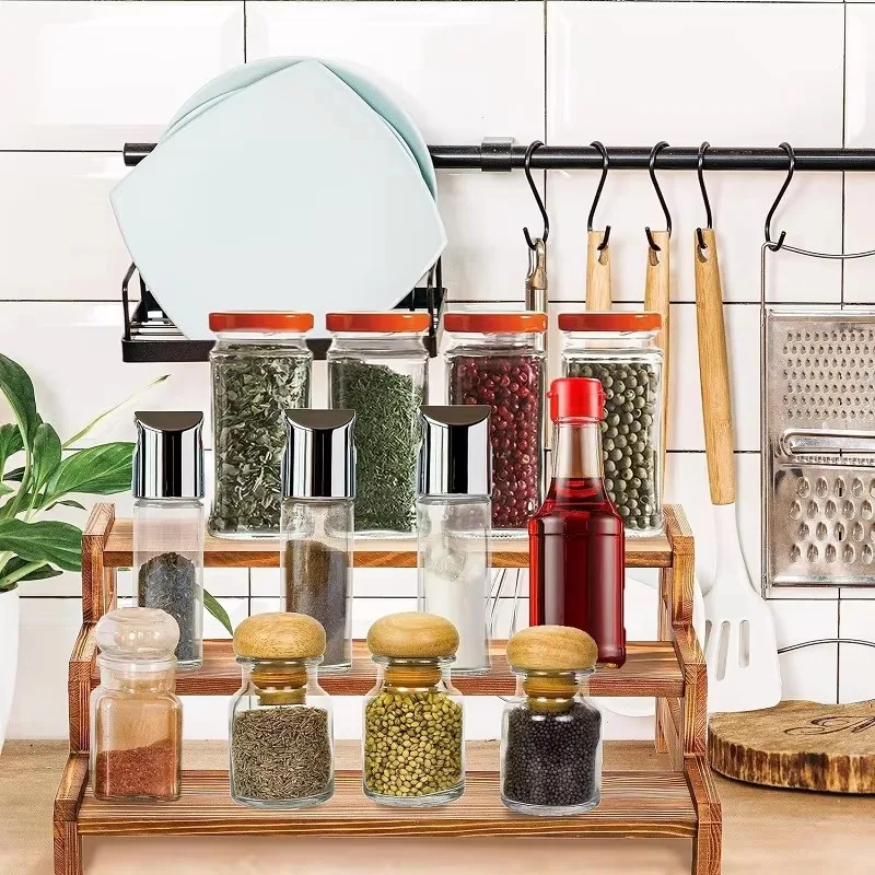 3 Tier Wooden Cupcake Display Riser Stand Perfume Makeup Holder For Kitchen Living Room Spice Plant Dessert Craft Display Shelf