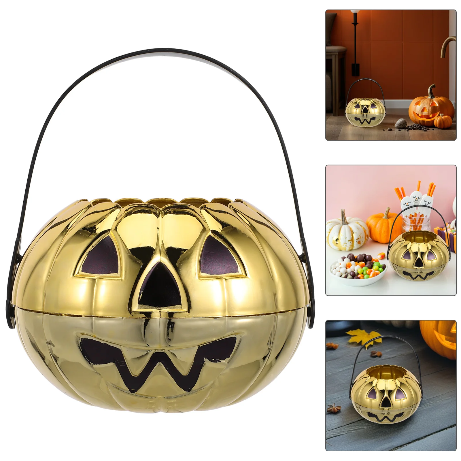 

Halloween Pumpkin Candy Basket Large Capacity Orange Plastic Candy Bowl Trick Or Treat Holder for Parties Plastic Pumpkin Basket