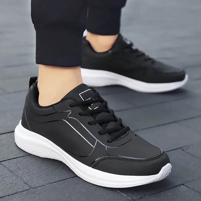 

Men's Sneakers 2025 New Fashion PU Leather Casual Shoes for Men Soft sole Lightweight Tennis Running Shoes Zapatillas De Hombre