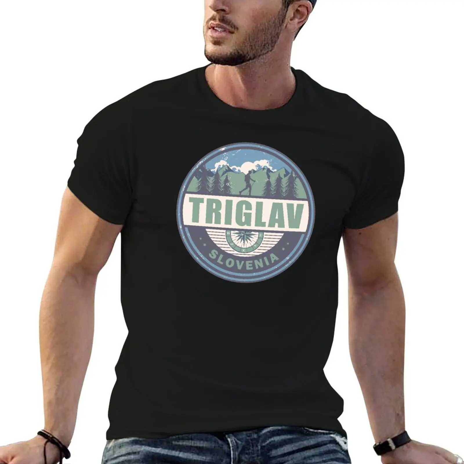 

Triglav Slovenia Julian Alps Vintage Hiking Design T-Shirt oversized graphic tee sports fans anime stuff men workout shirt