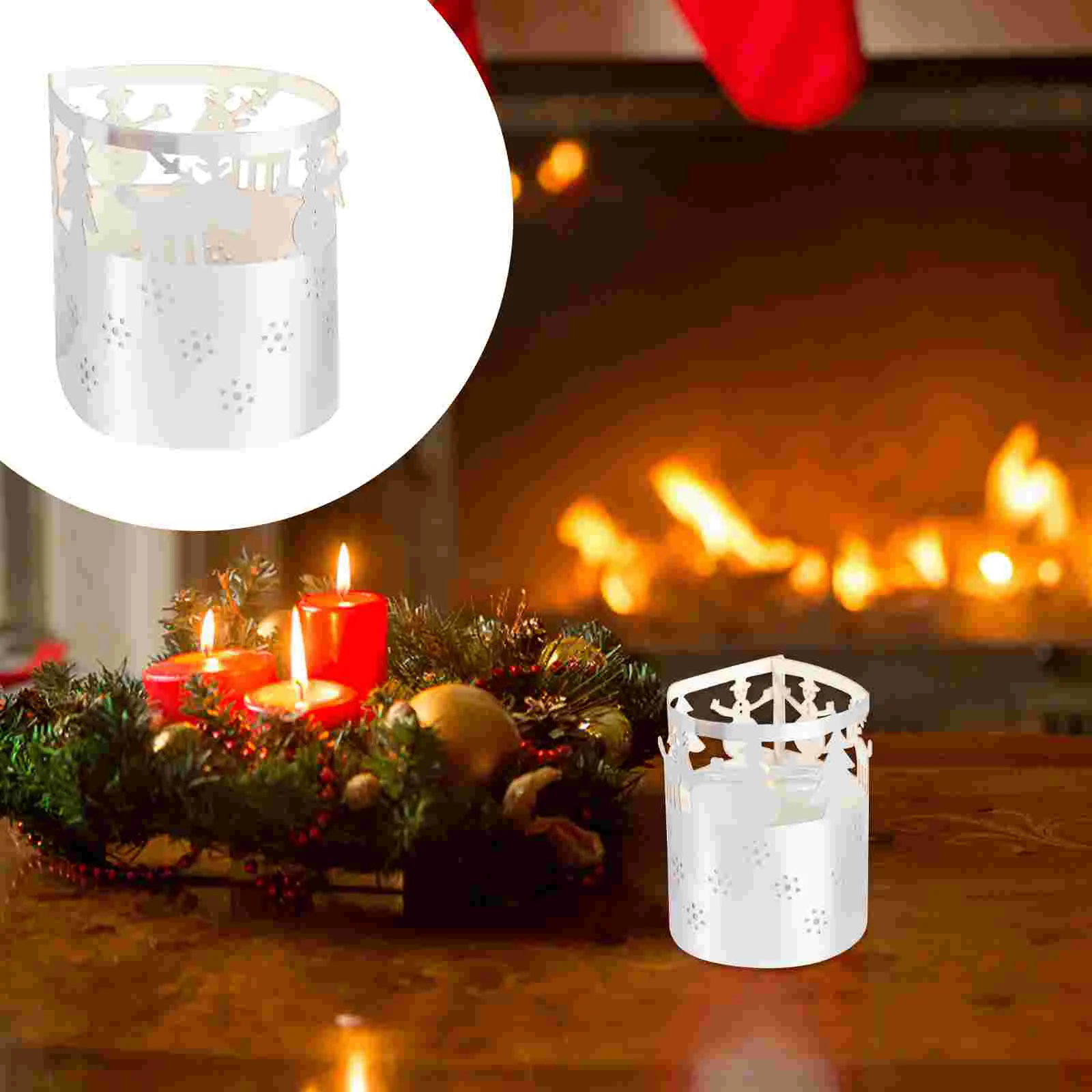 

50 Pcs Christmas Candlestick Lampshades Holiday Centerpieces Paper Party Wedding