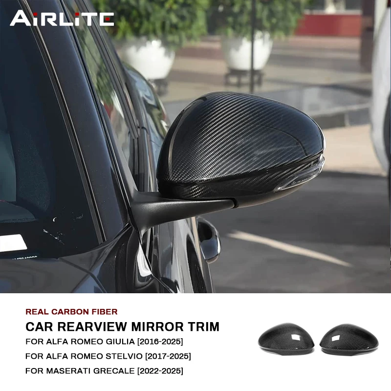 Для Alfa Romeo Giulia Stelvio 2017-2025, для Maserati Grecale 2022-2025: Накладки на зеркала заднего вида из настоящего карбона