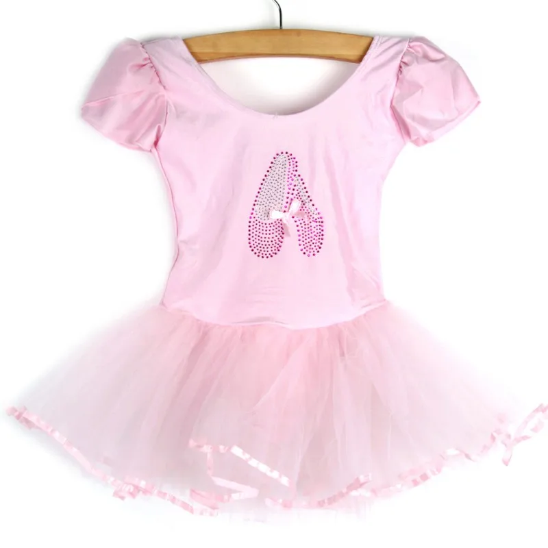 1PC Kid Girl Short Sleeved Ballet Dress Sequins Tulle Children Tutu for Girls Leotard Children Dancewear Stage Clothing 3-7years