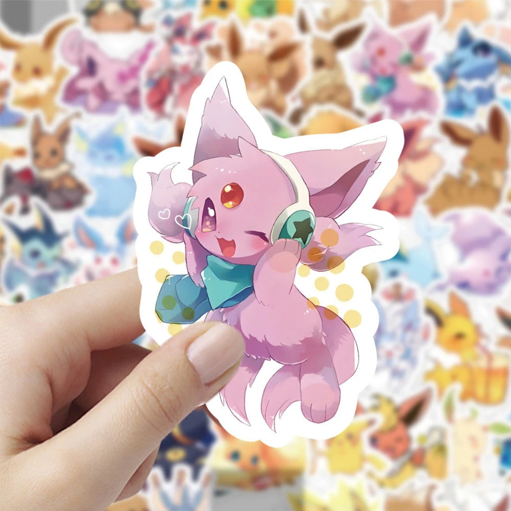 

10/30/60pcs Cute Cartoon Pokemon Eevee Stickers Anime Graffiti Decals Notebook Skateboard Luggage Waterproof Kawaii Sticker Toys