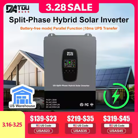 DATOUBOSS 12KW Solar Hybrid Split-Phase Inverter US Standard 240V Battery-Free Mode UPS Uninterruptible Power Supply Off-Grid
