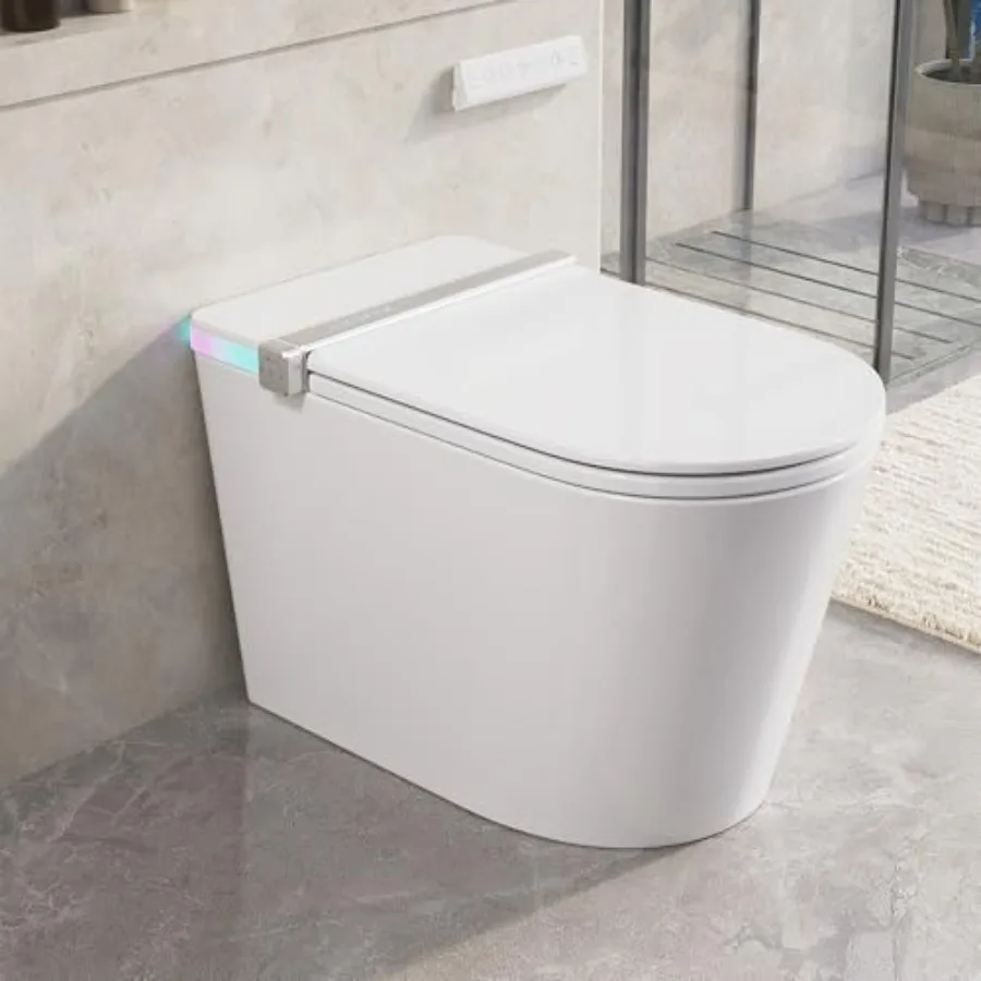 

Smart toilet for home use, ceramic white, bidet with foam shield, 1000g MaP flush, pump-assisted cleaning, integrated filter, f