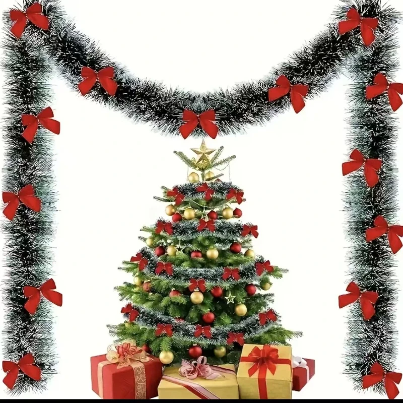 Tinsel Garland Decoration - 2M クリスマスリボンガーランド DIY 人工クリスマスティンセルリボンガーランド クリスマスデコレーション 暖炉