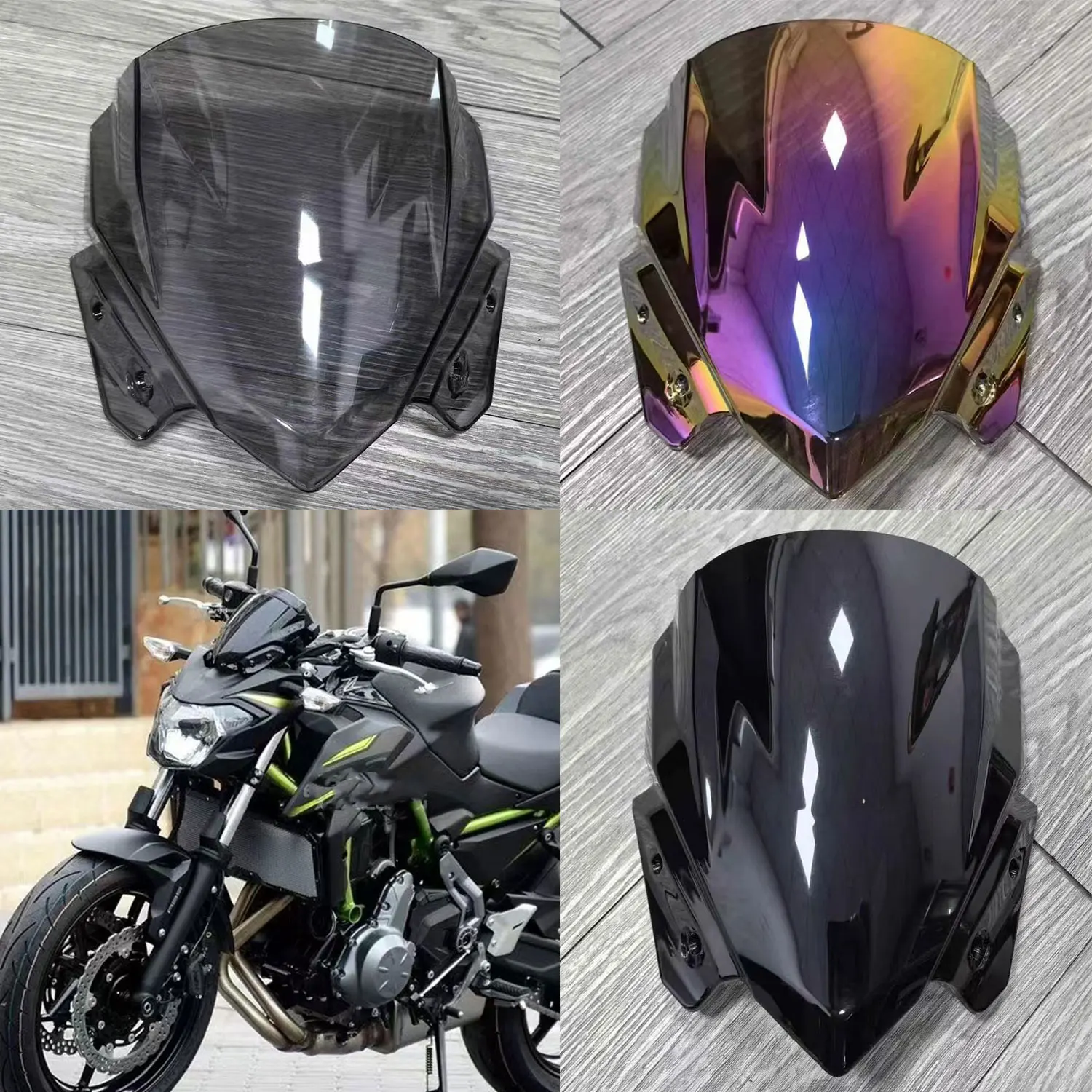 

For Kawasaki Z650 Z 650 2017 2018 2019 Motorcycle Windshield Double Bubble Windscreen Screen Front Wind Deflectors Black Iridium