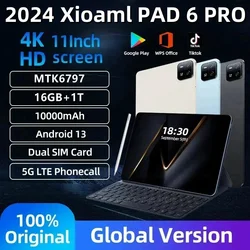 2024 Nieuwe Originele Pad 6 Pro Tablet Android 13 16Gb + 1Tb Mtk6797 11Inch Hd 4K Globale Versie Tablet 5G Dual Sim Kaart Wifi Mi Tab