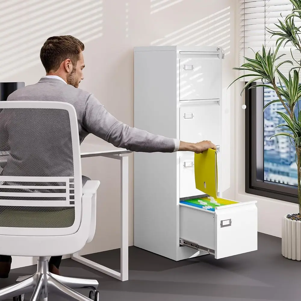 Metal Storage Cabinet with Lock for Home or Office, A4/Legal Size, Narrow, Requires Assembly