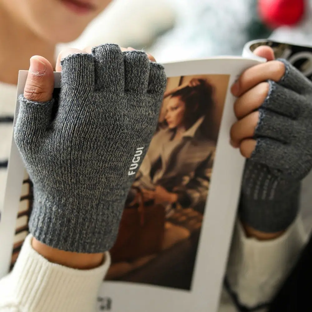 1 زوج دافئ للجنسين النايلون اثنين إصبع قصيرة القيادة القفازات شاشة تعمل باللمس القفازات قفازات ركوب الدراجات رجل قفازات #6