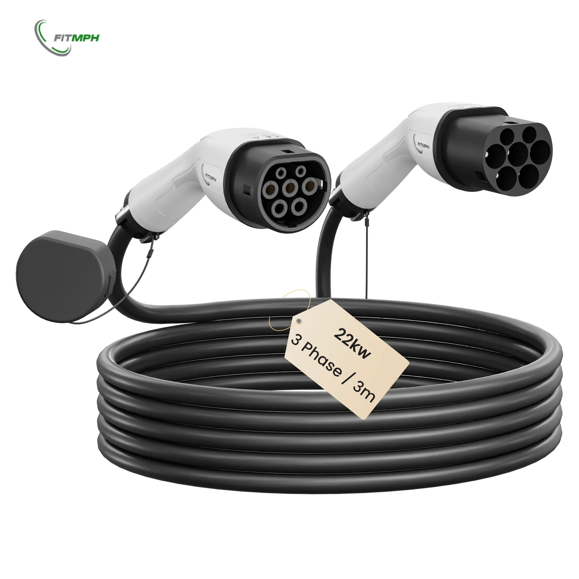 FITMPH 32A 22 кВт Тип 2 кВт Кабель для зарядки электромобилей IEC62196-2 Plug and Play Длина 3 м для электромобилей и телефонов
