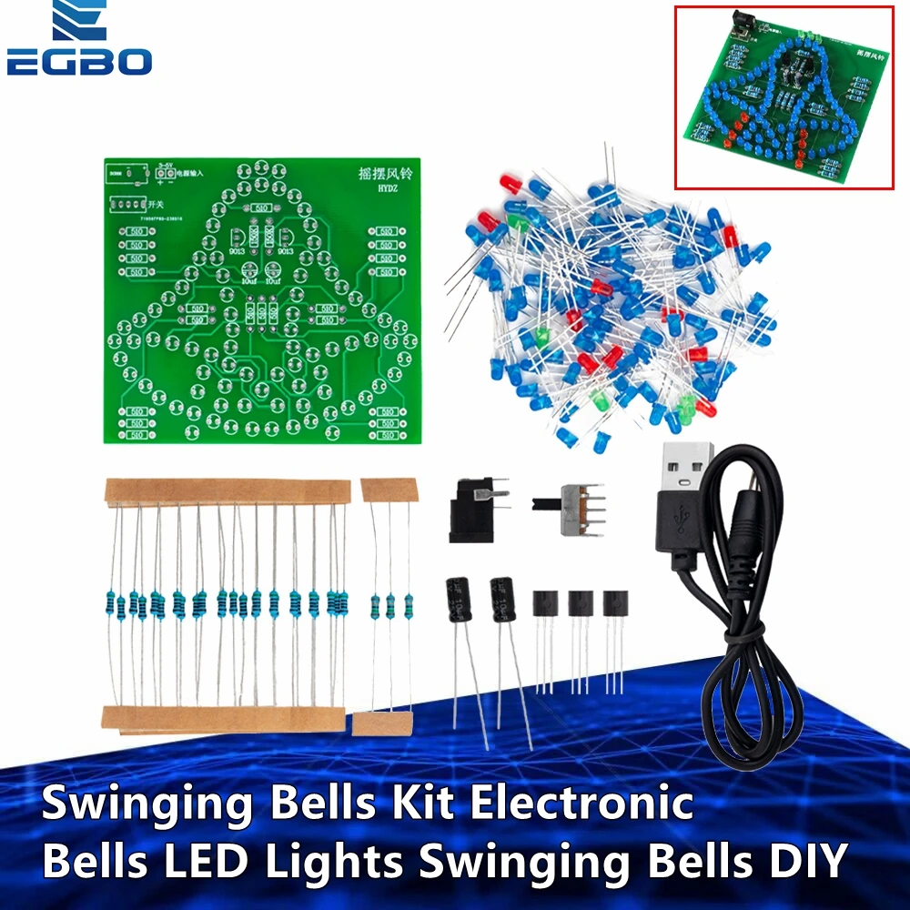Laboratory Swing Bells DIY Windbell Fun Soldering Electronic Swing Bells Wind Chime 95 LEDs Flashing Light DC 5V Learning Kit