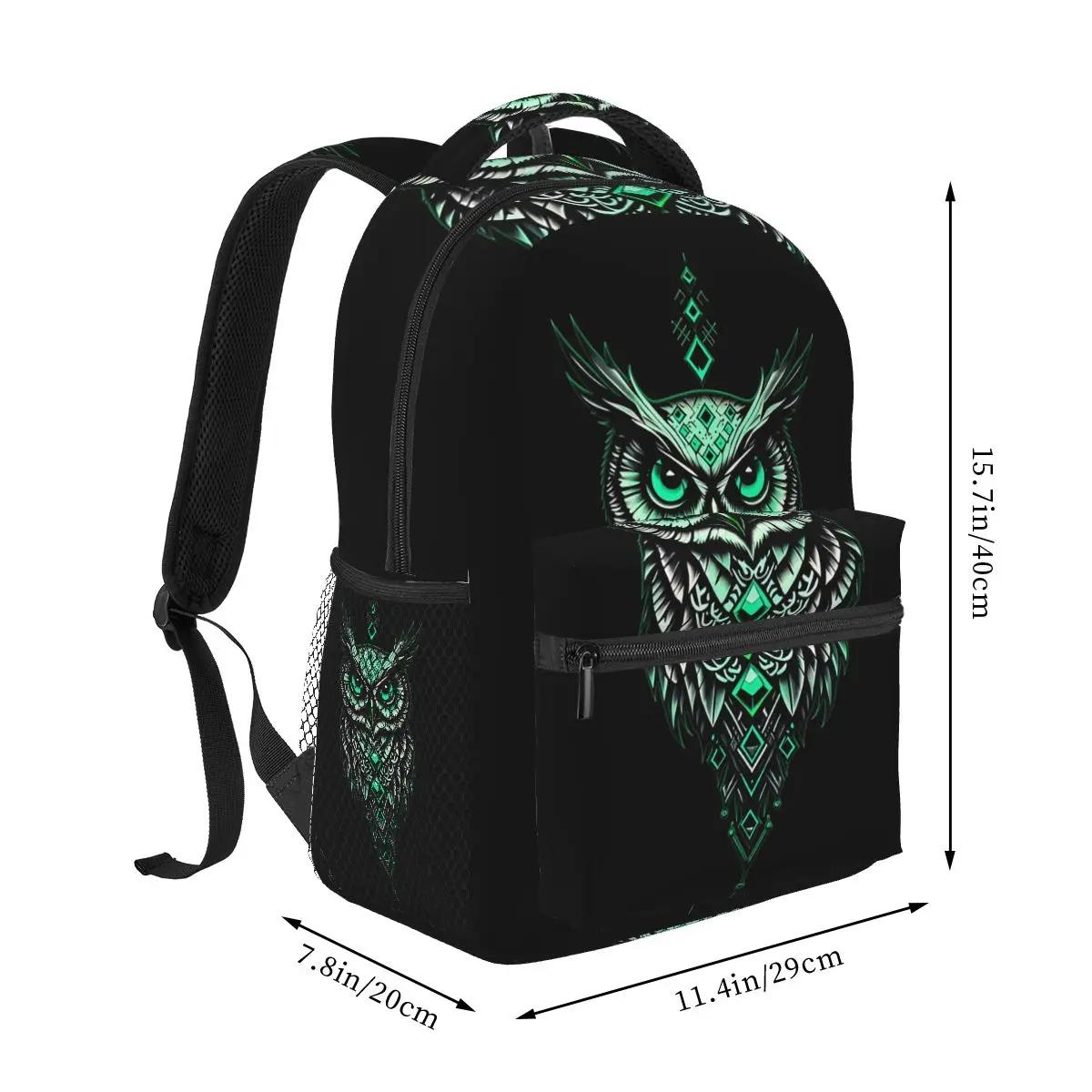 Gothic Owl And Dark Green Color Backpack Student Boys Girls BookBag Kids School Bag Computer Shoulder Bags for Men Women