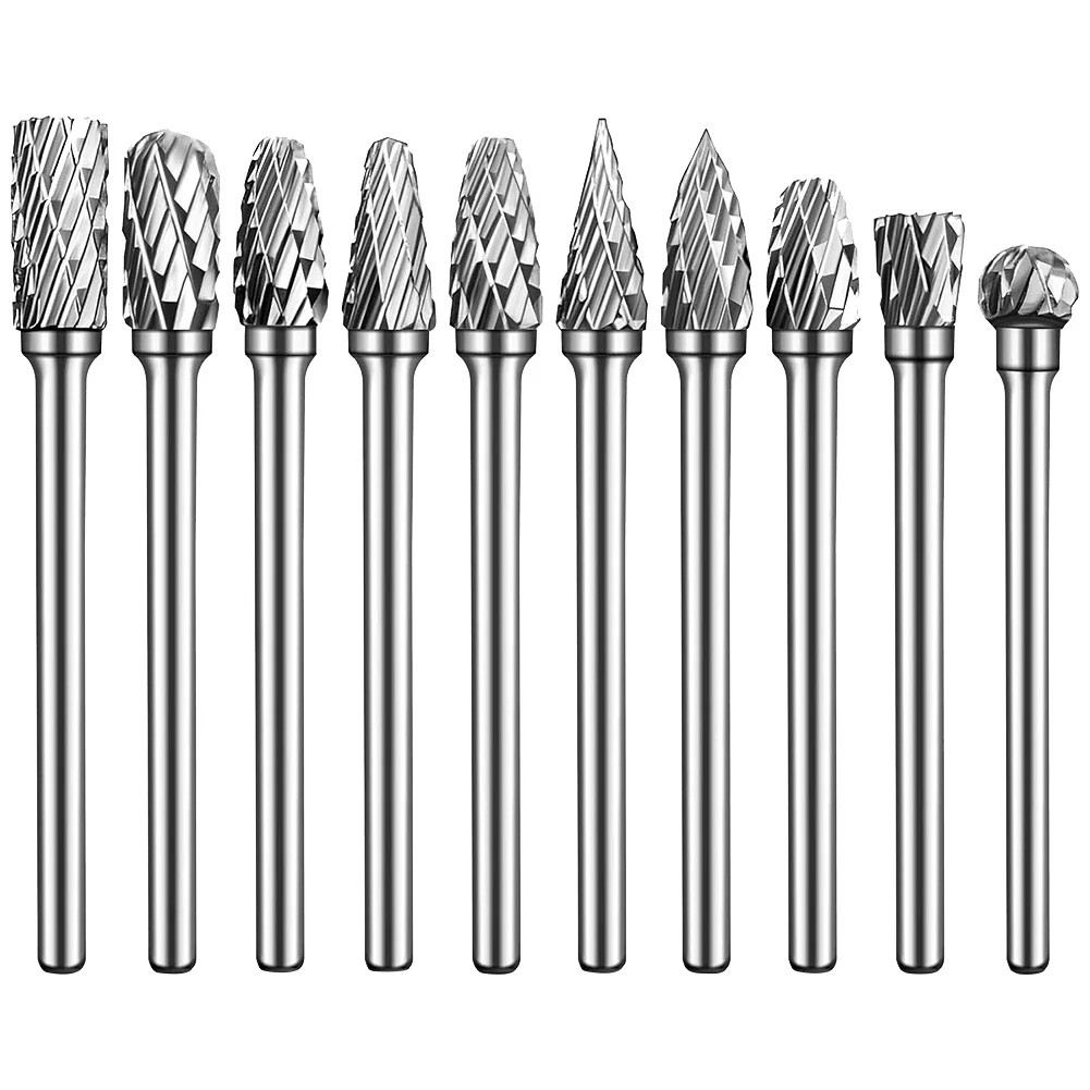 

10 шт., шлифовальные насадки с хвостовиком 1/8 дюйма, роторный напильник, рашпиль, роторный инструмент, рашпиль для металлических сварных швов, резьба, гравировка, портирование