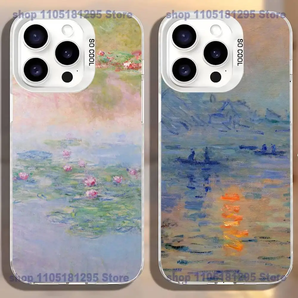 

Art Claude M-Monet Painting Phone Case For iPhone17,16,15,14,13,12,11,Mini,Pro,SE,MAX,plus,White Matte Shockproof Cover