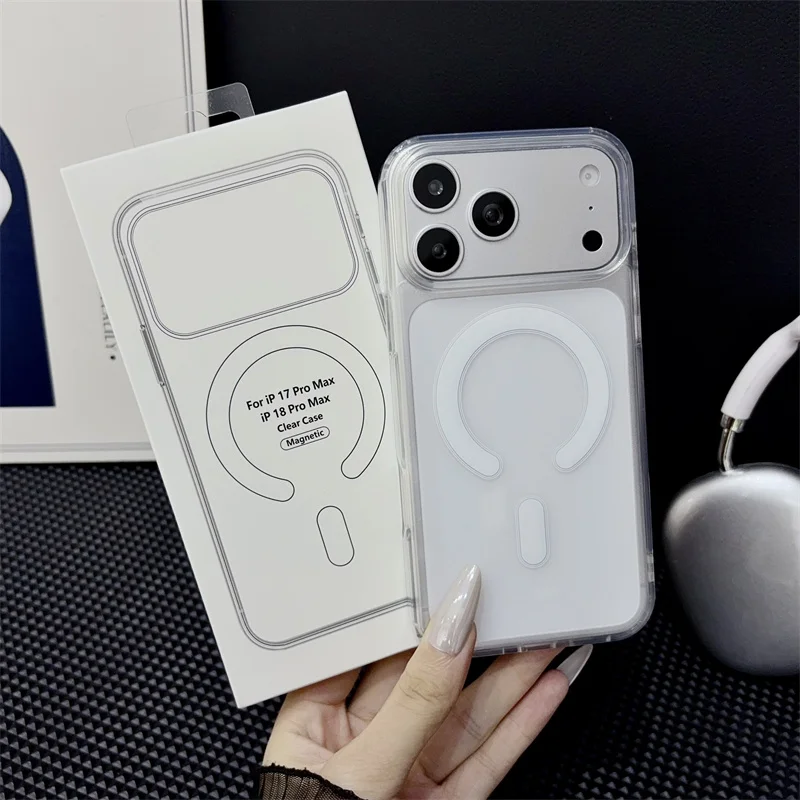 Original Magsafe Magnetische Hülle für iPhone Air 18 17 16 15 14 Plus 13 12 11 Mini Pro Max Kabelloses Laden Transparente Abdeckung