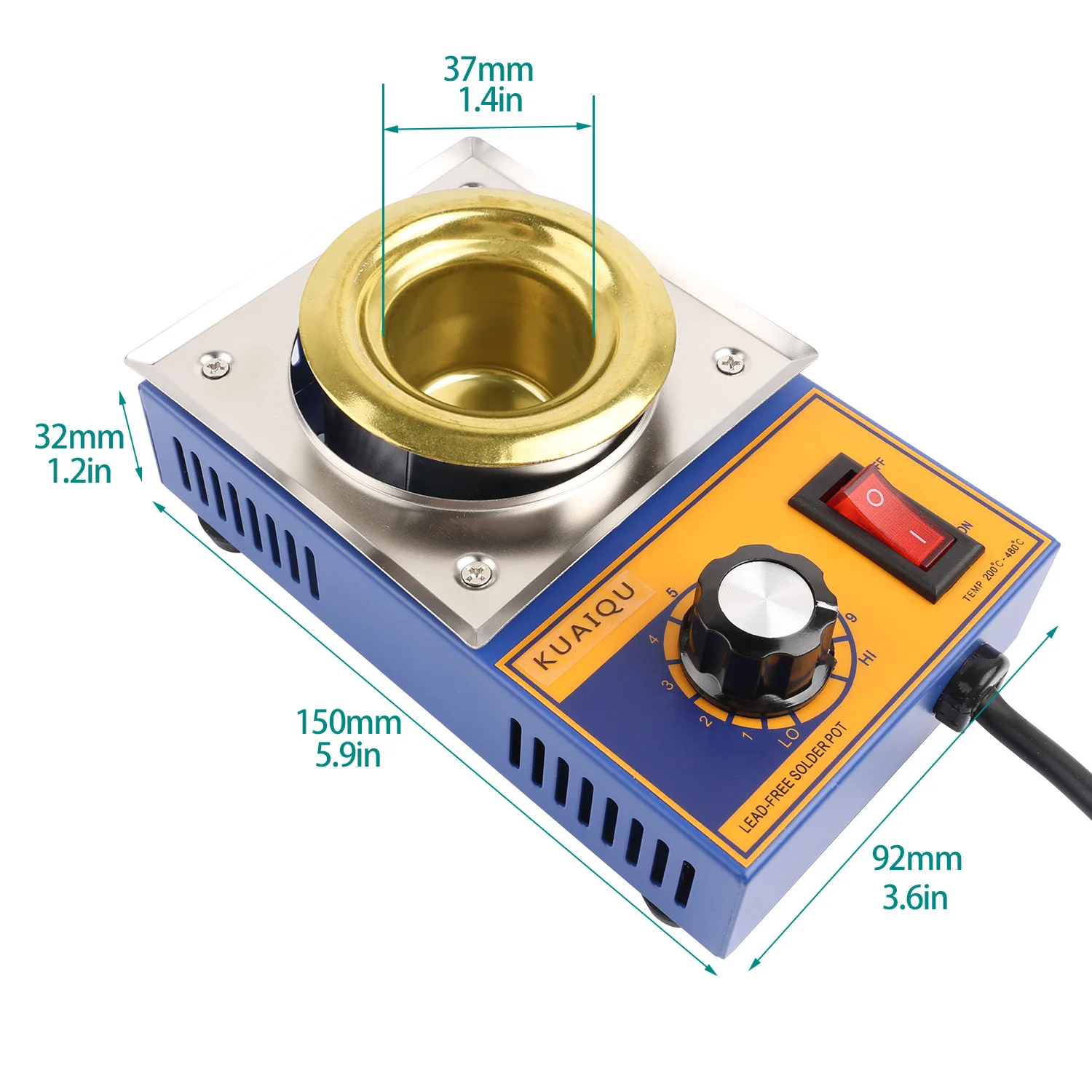 150W/200W/250W/300W Solder Pot Tin Melting Furnace Thermoregulation Soldering Desoldering Bath 100/80/50/37mm 200~480 Centigrade