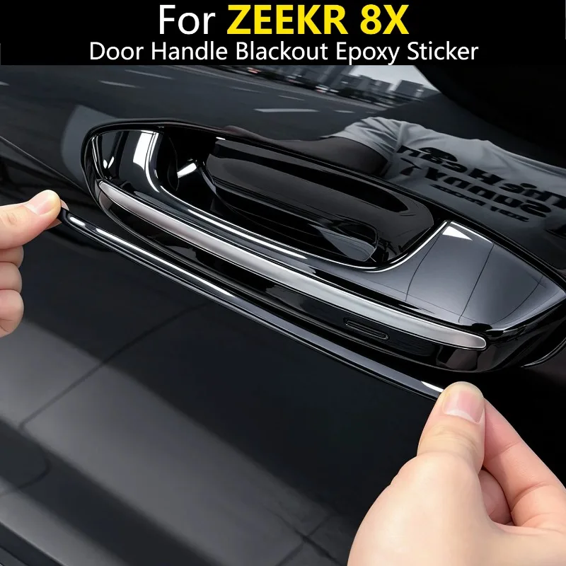For ZEEKR 8X Outer Door Handle Decor Stickers Door Rearview Mirror Anti Collision Strip Domed Black Warrior Mod Exterior Parts