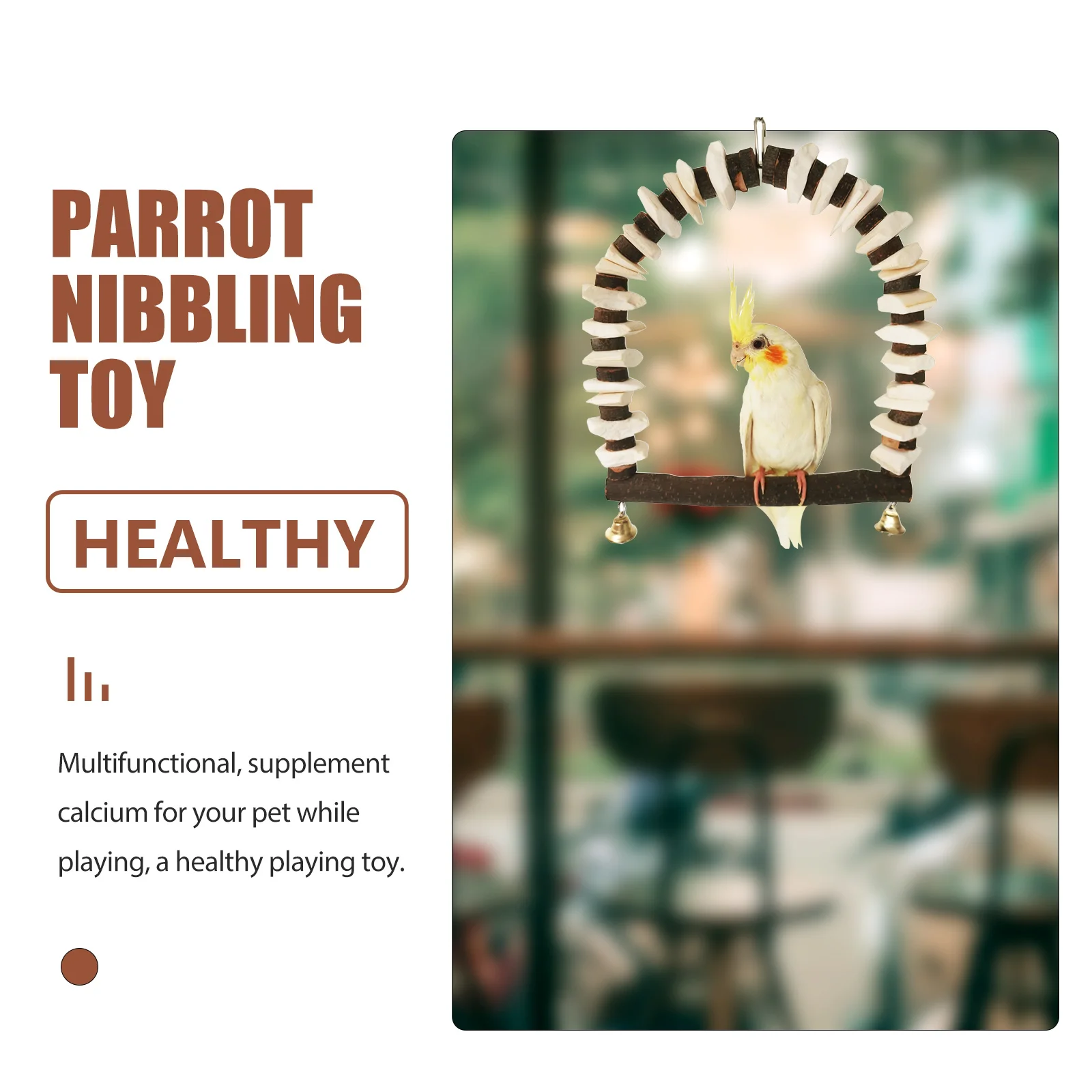 

1pc Cuttlebone Chewing For Parrot High-Calcium Grinding Plaything Durable Bird Hanging Bite-Resistant Teeth Cleaning Pet Bird