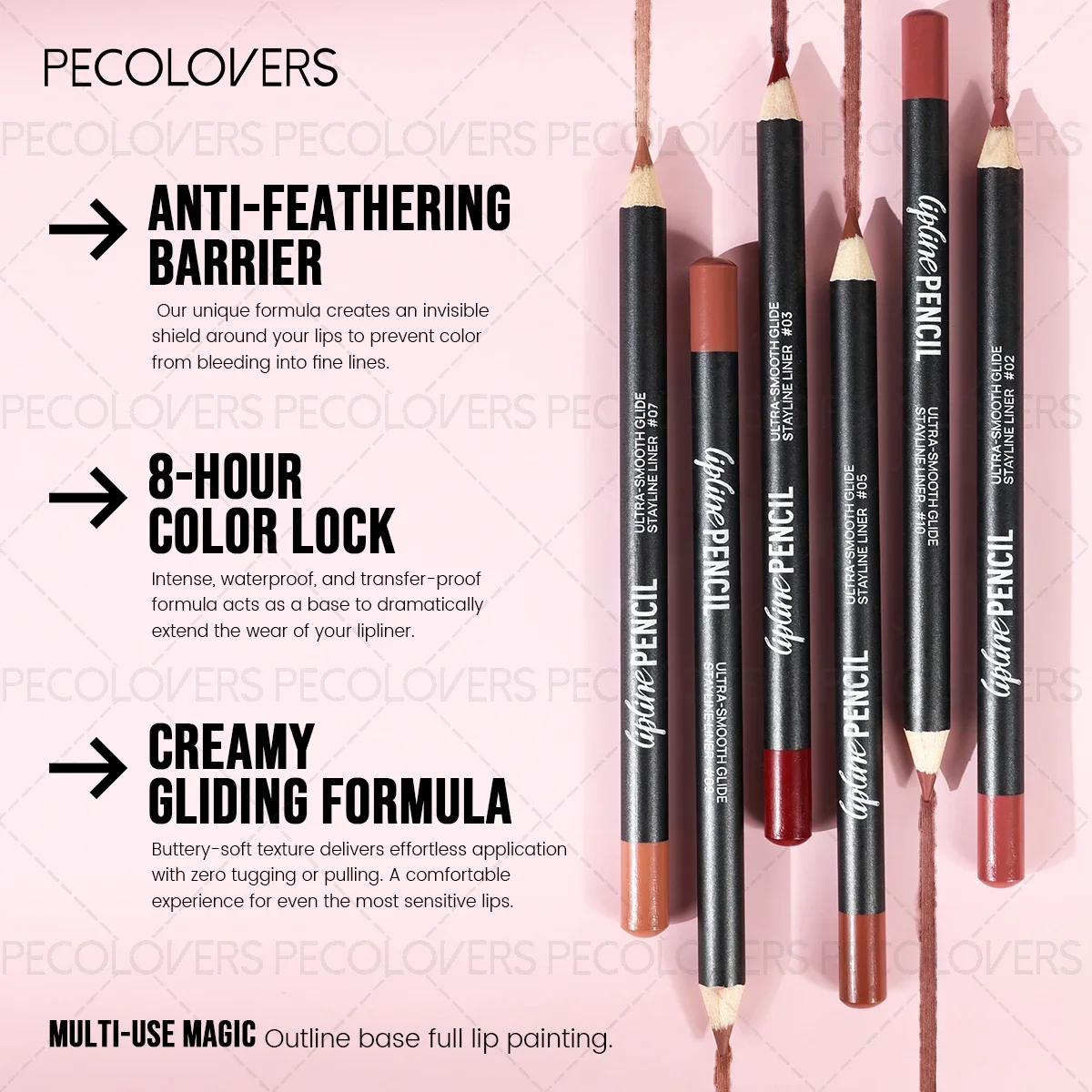 1PC マットリップペンシル、長持ち、防水リップライナー/口紅、パンプキンスパイス口紅、豊富な色、ハロウィン/クリスマス