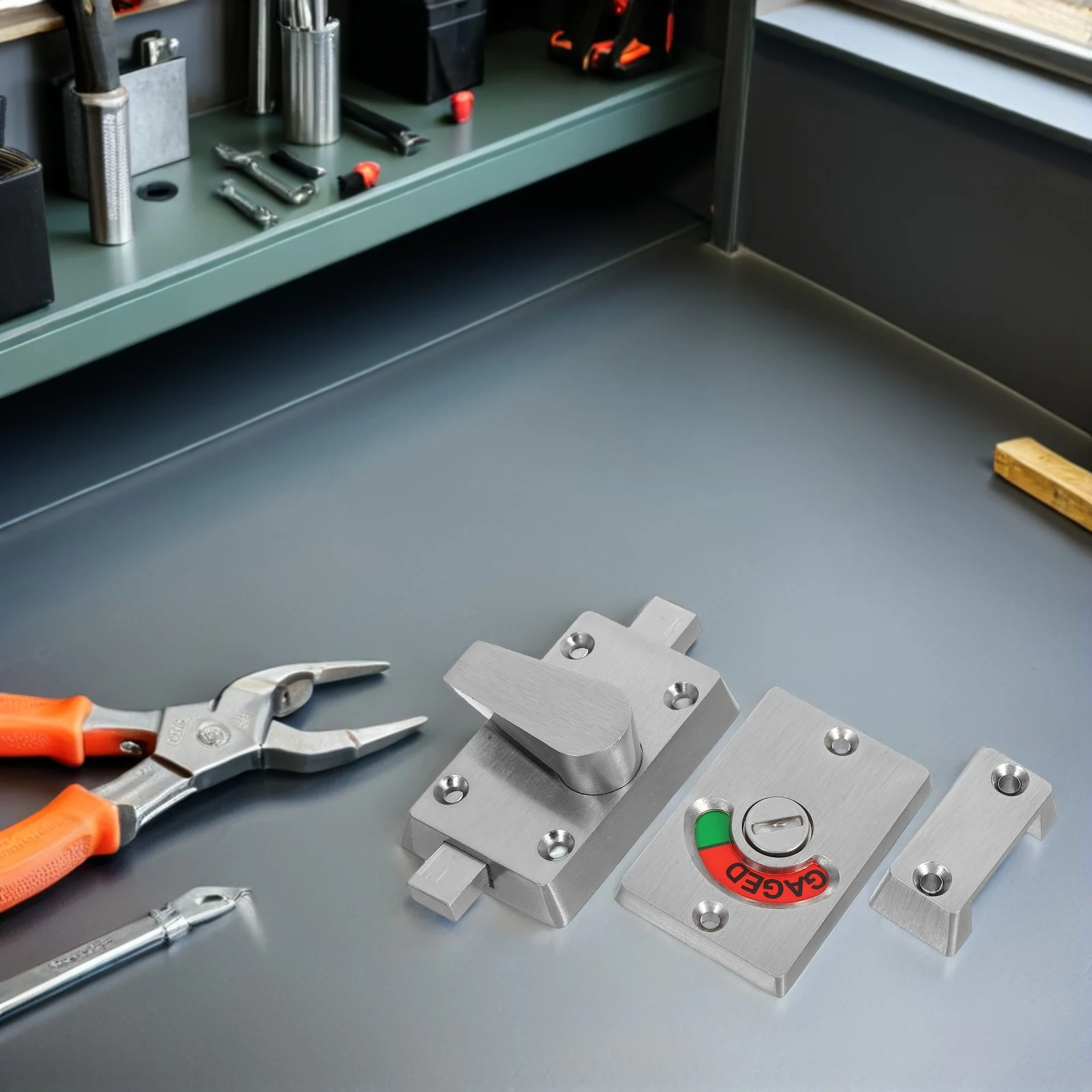 

Stainless Steel Bathroom Indicator Lock Durable Privacy Partition Hardware Easy Install Commercial Restroom High Visibility