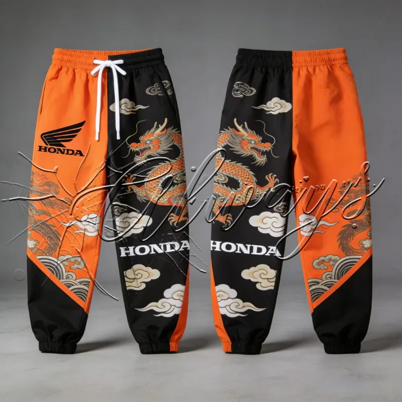 

2026 Honda Motorcycle Outdoor Cycling Sunscreen Quick Drying Pants Men's Off Road Racing Retro Dragon Pattern Breathable Pants